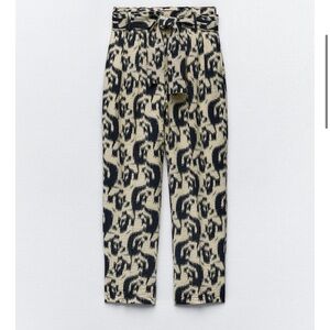 Zara Animal Print Abstract Paperbag Pants